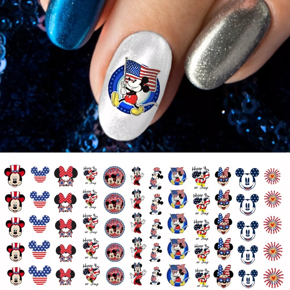 Mickey Mouse 💌BO/GO$6🇺🇸 USA Mickey Patriotic Nail Decals